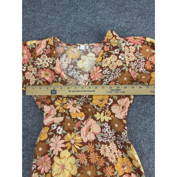 Billabong x The Salty Blonde Dress Womens XS Brown Floral Wrap Maxi Boho - Picture 3 of 10
